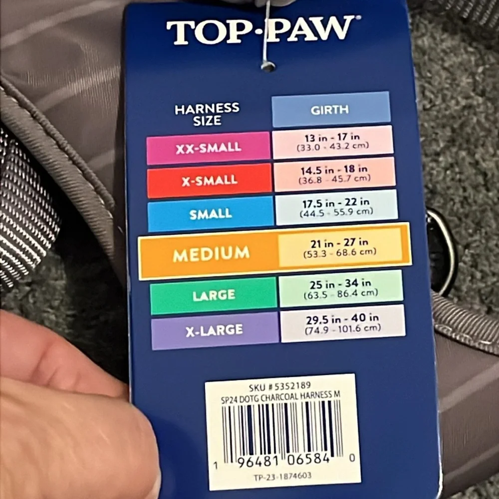 Dog Harness Top Paw Reversible Comfort in Gray stripes NWT